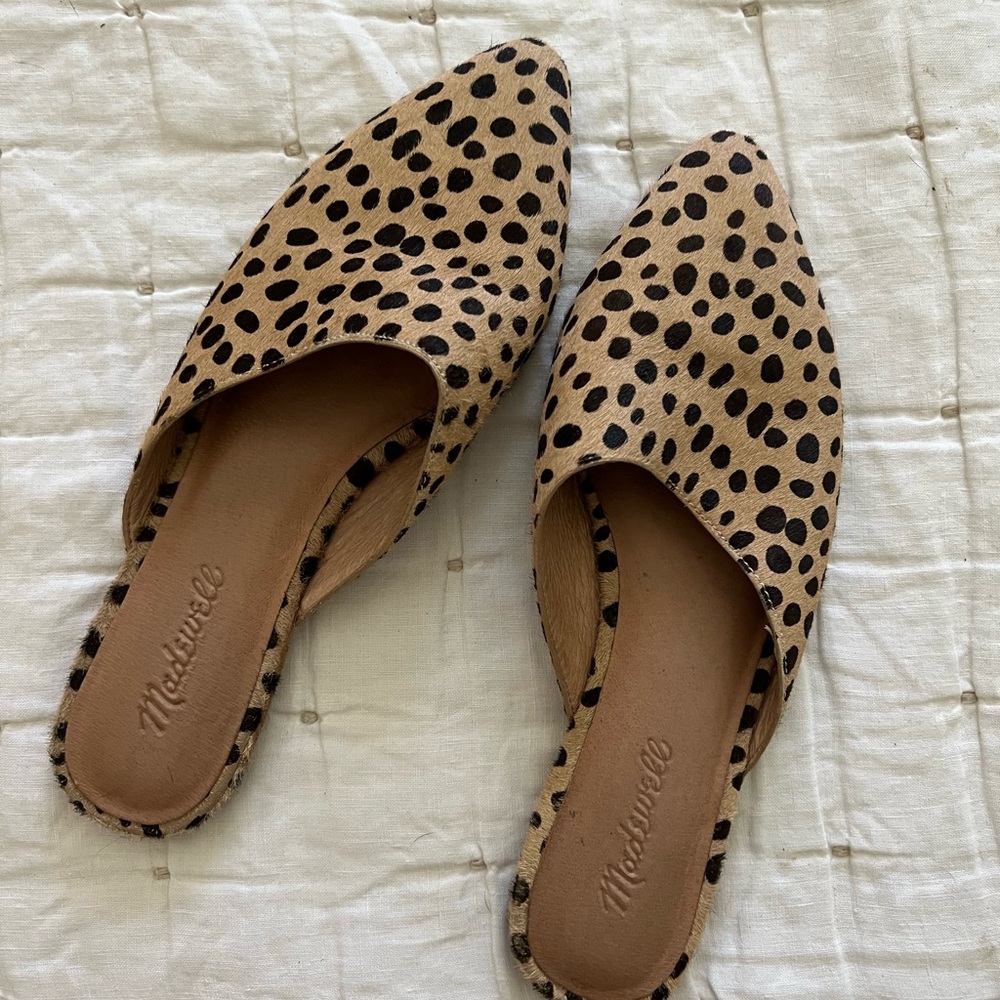 Madewell Tan and Black Spotted Women's Mules